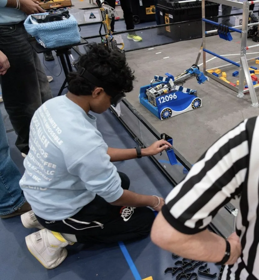 The assembled FIRST Tech Challenge robot for team Absolute Zero 12096