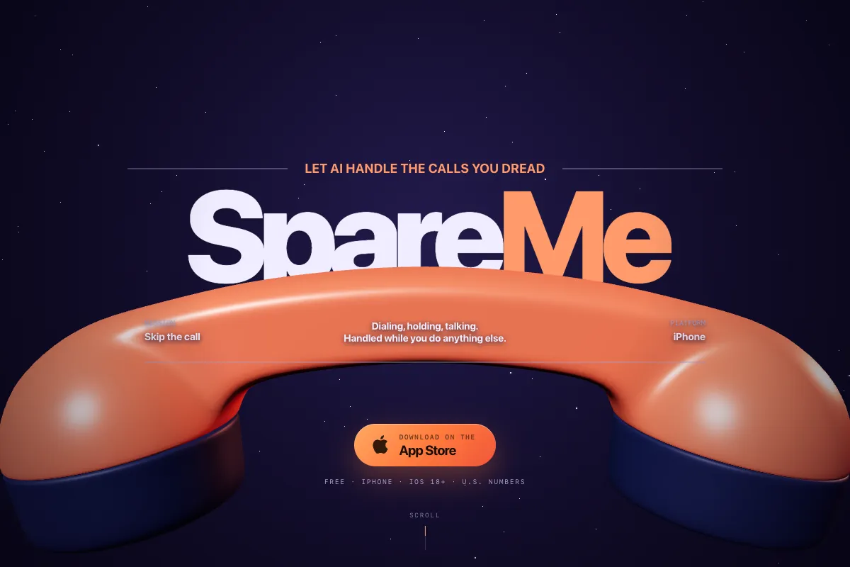 SpareMe landing page